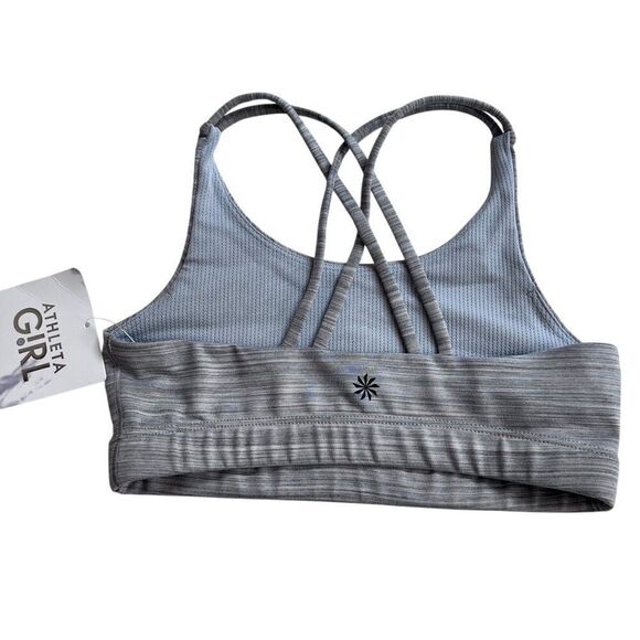 NWT! Athleta Girl Gray Upbeat Sports Bra Size Medium 8-10 - Picture 2 of 4
